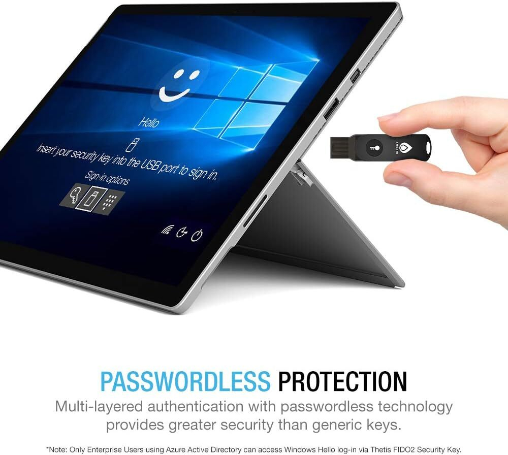 FIDO2 Security Key Thetis [Складной дизайн] Универсальный ключ двухфакторной аутентификации (USB Type A) с многоуровневой защитой (HOTP) для Windows/Linux/Mac OS, Gmail, Facebook, Dropbox, Salesforce, GitHub