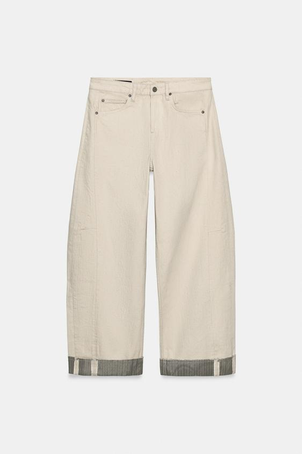 ZARA ДЖИНСЫ RELAXED СО СРЕДНЕЙ ПОСАДКОЙ — ZW COLLECTION, ЭКРЮ