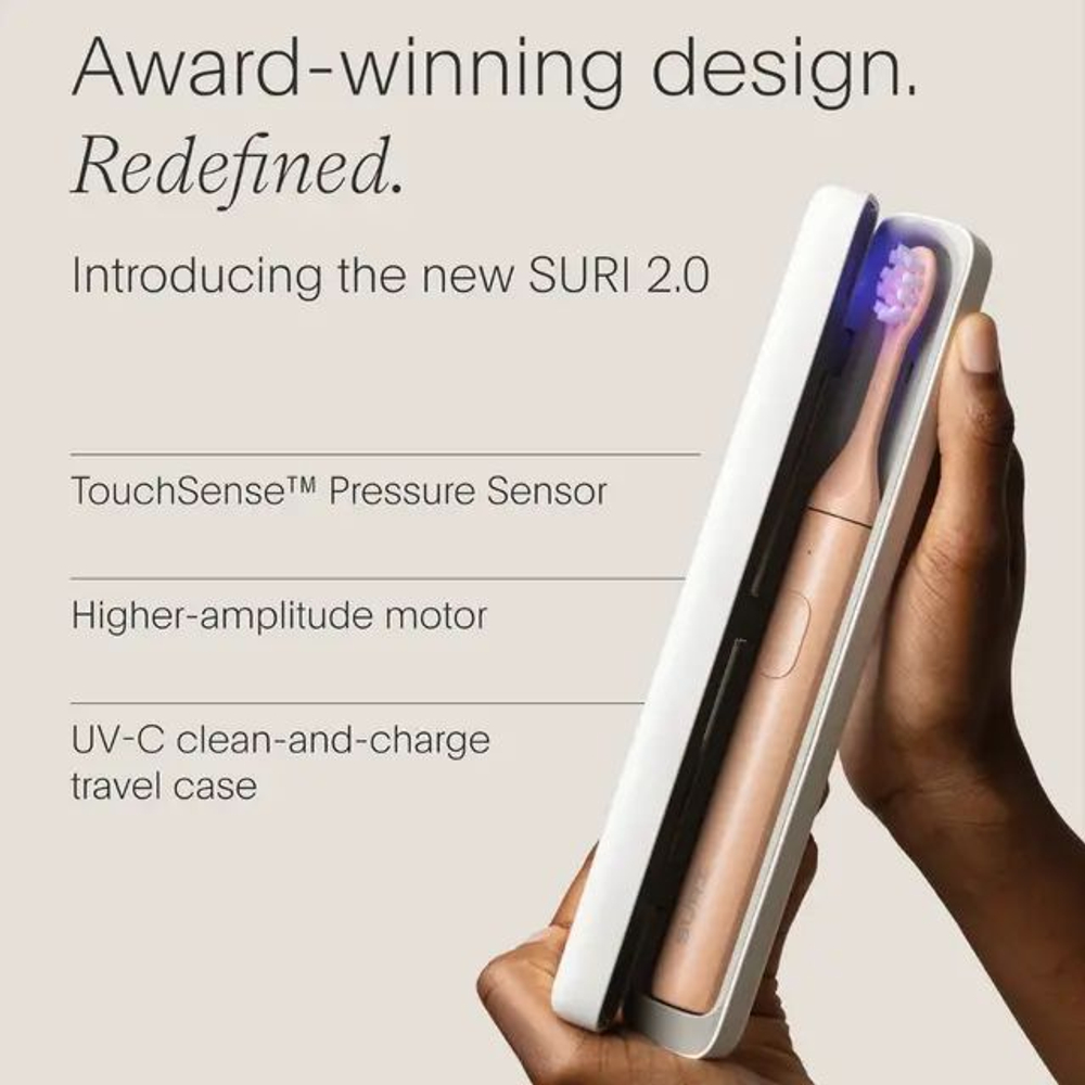 SURI Электрическая зубная щетка 2.0 Sonic Electric Toothbrush with UV Cleaning Travel Case, Sunset Bloom