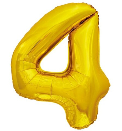 Шар фольга Цифра 4 Золото Gold ЭКО 86см с гелием