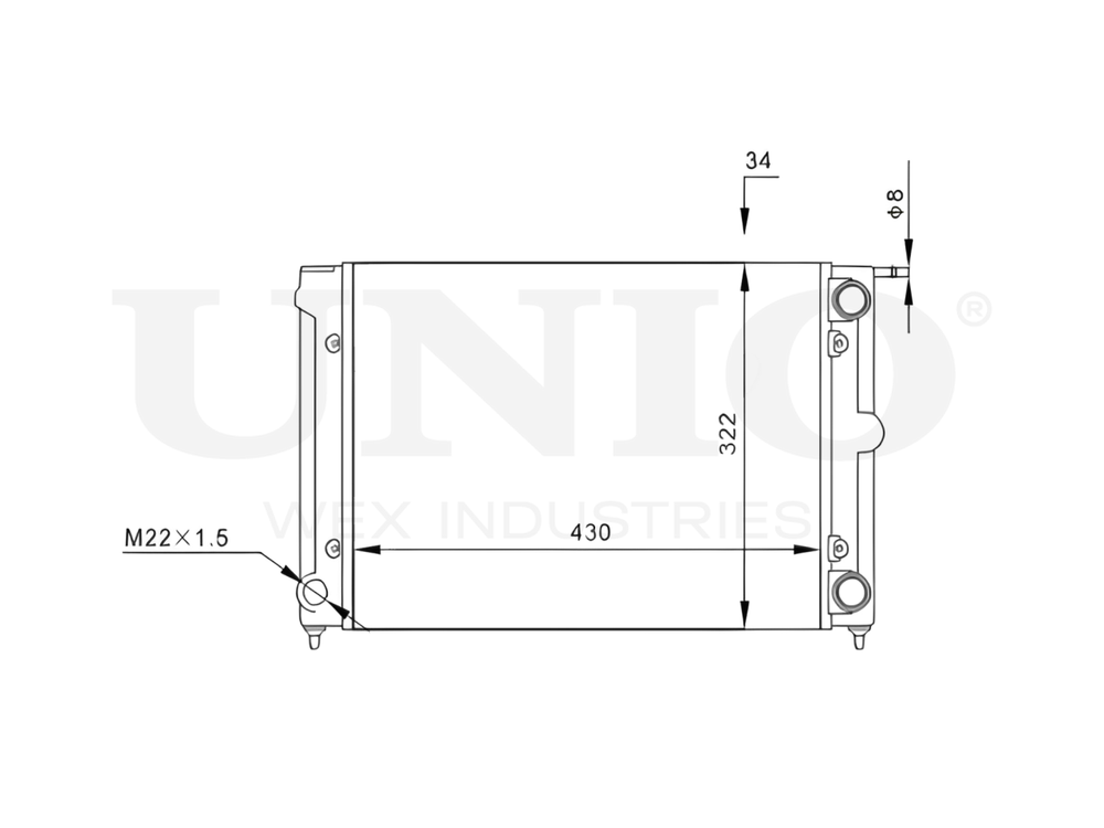 Радиатор охлаждения двигателя UNIO RAD-10100