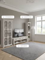 Шкаф витрина, 55х40х195, Вера, стеклянная, сервант, в гостиную и кухню, массив сосны, белый, Dipriz