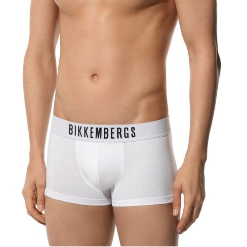 Мужские трусы хипсы белые набор 2 в 1 Bikkembergs ELEGANCE BKK1UTR10BI/2