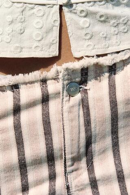ZARA ДЖИНСОВЫЕ ШОРТЫ Z1975 В ПОЛОСКУ С БАХРОМОЙ, РАЗНОЦВЕТНЫЙ