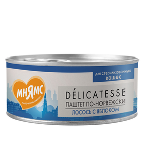 Мнямс Деликатес для кошек Лосось с яблоком "Паштет по-норвежски" 100гр.