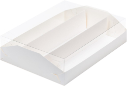 Коробка на 21 макаронс с пластиковой крышкой 21 х 16,5 х 5,5 см, белая