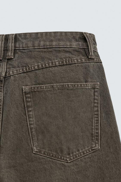 ZARA ДЖИНСЫ STRAIGHT FIT СО СКЛАДКАМИ, СЕРО-КОРИЧНЕВЫЙ