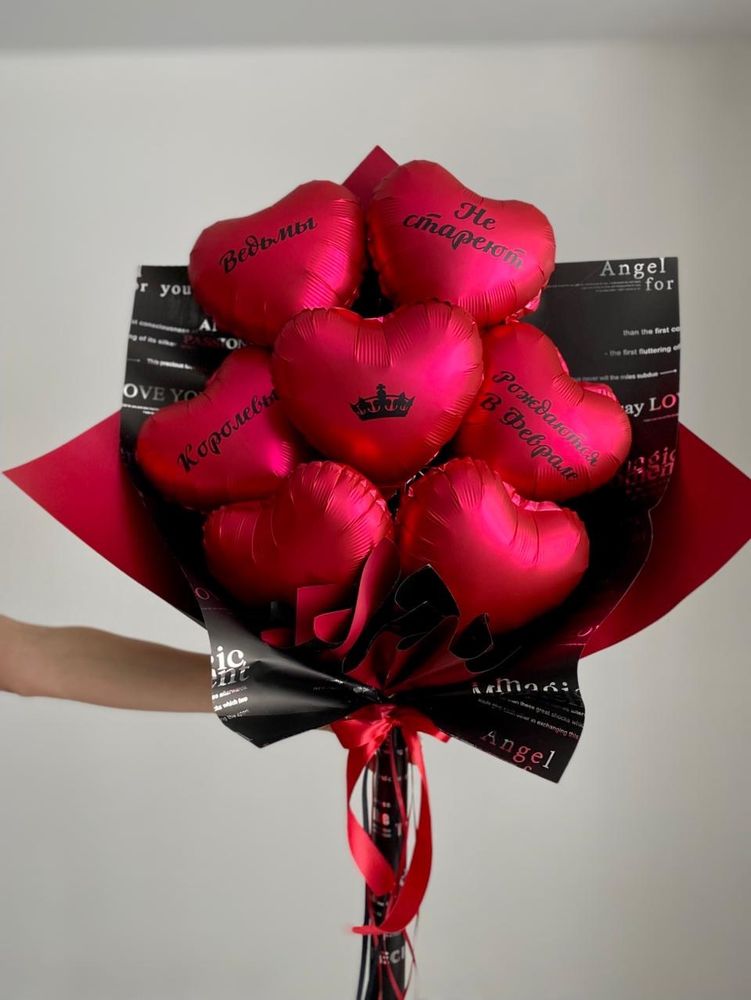 Букет из сердец сатин красный №4696