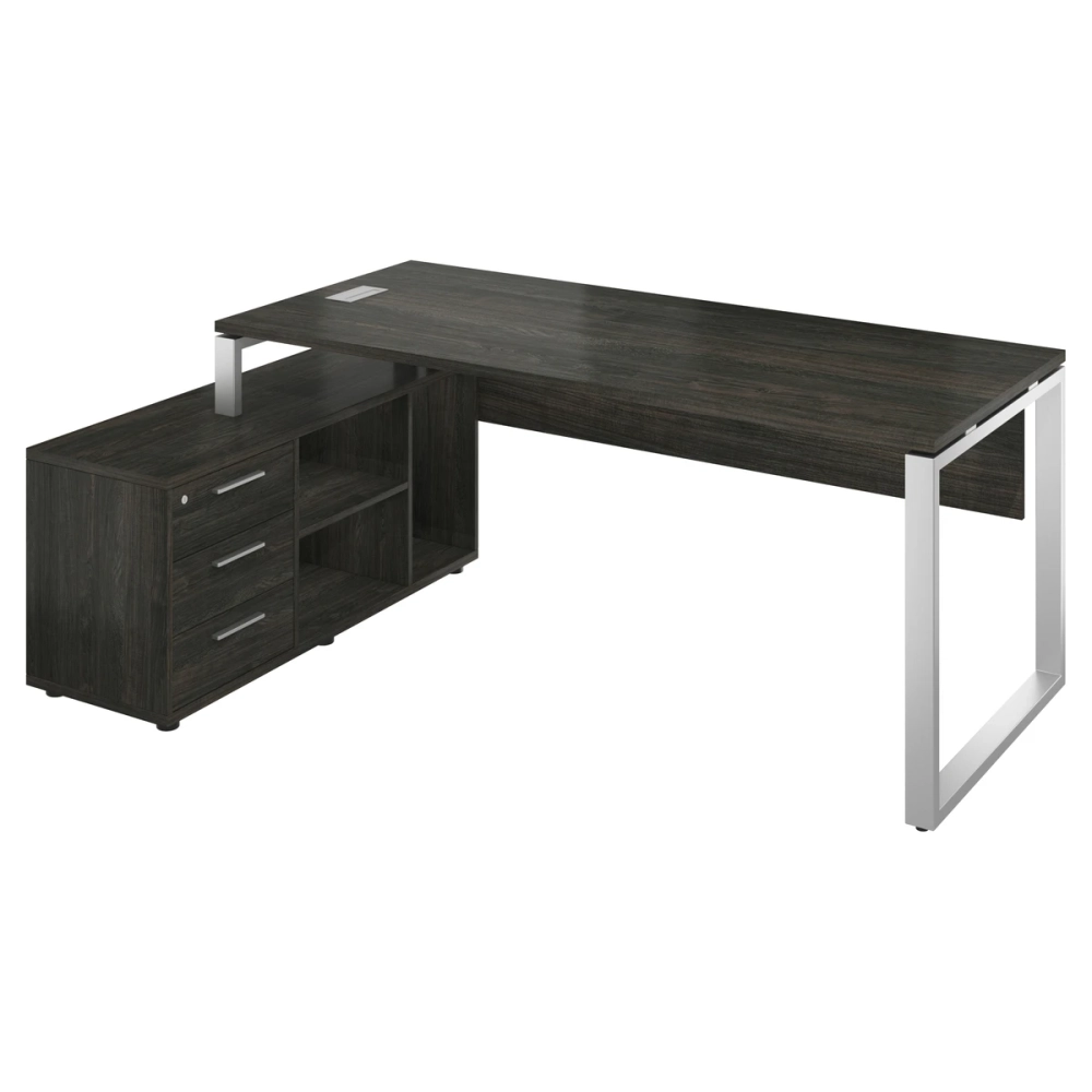 Стол руководителя с тумбой на металлокаркасе АТЛОН