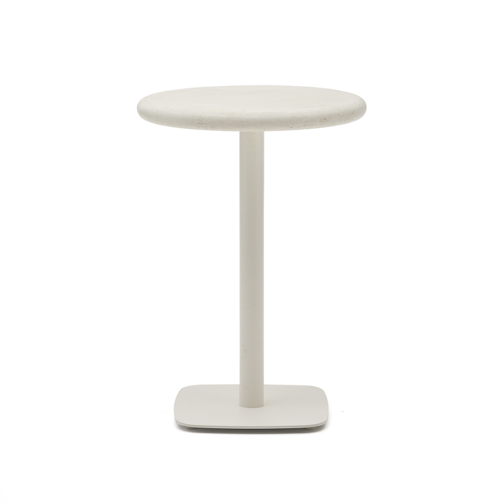 Уличный стол Dina круглый белый из цемента и стали со столешницей Ø70 см