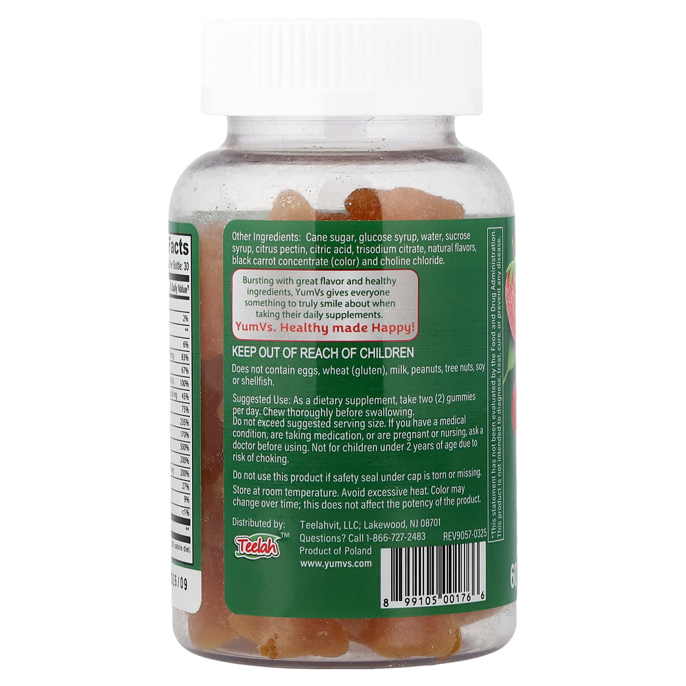 YumVs, мультивитаминный комплекс, со вкусом ягод, 60 жевательных конфет
