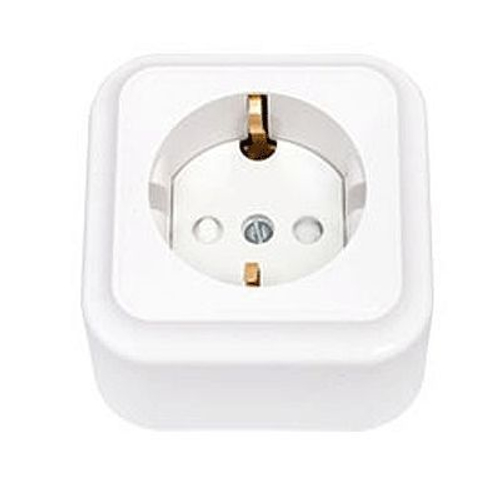 Розетка одинарная с заземлением со шторками 16А 250В IP20 о/у с з.к БЕЛЫЙ Пралеска