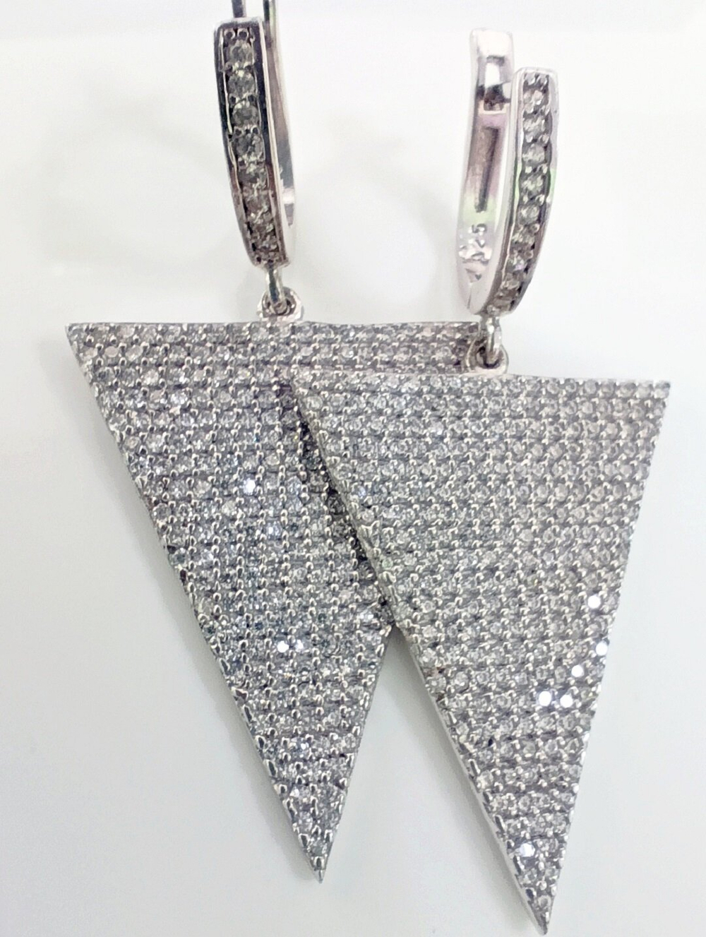 Серьги Эстерелла с фианитами, родированные, серебро 925 пробы/Ф