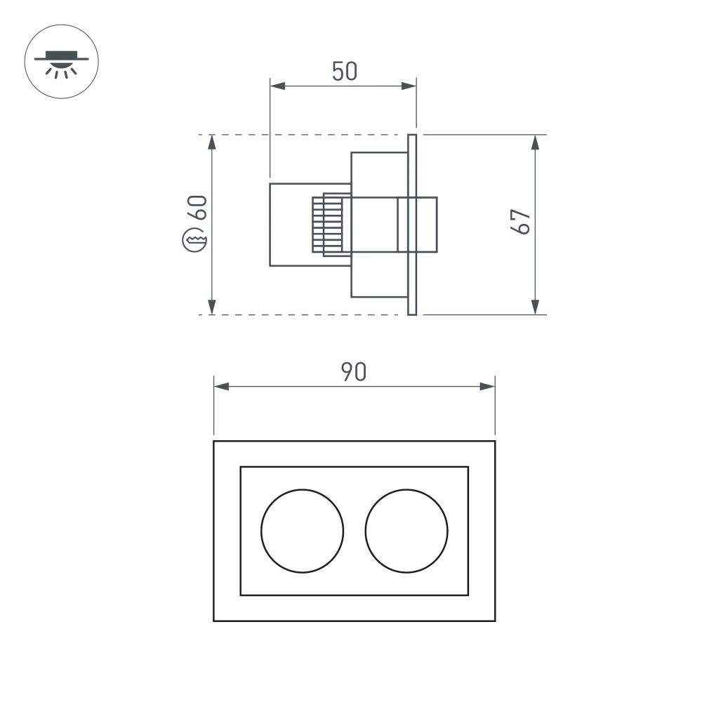 Светильник MS-ORIENT-BUILT-TURN-TC-S67x90-5W Warm3000 (WH-BK, 30 deg, 230V) (Arlight, IP20 Металл, 5 лет) 031928