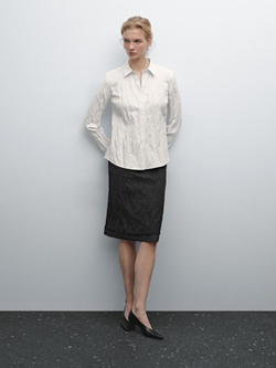 Massimo Dutti Рубашка из смесового хлопка с рельефным узором, белый