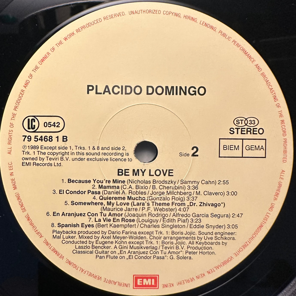 Placido Domingo - Be My Love (Европа 1990г.)