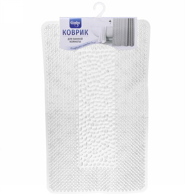 Коврик в ванну Селфи 67х40 ПВХ Травка белый