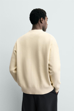 ZARA КАРДИГАН ИЗ РЕЛЬЕФНОГО ХЛОПКА, ЭКРЮ