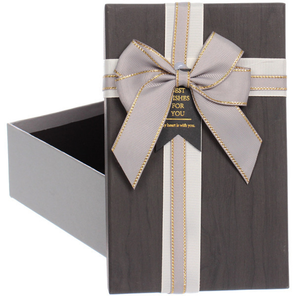 Коробка подарочная «Нежный бант» 19*12*6,5 см, графит