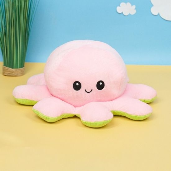 Мягкая игрушка-перевертыш "Осьминожек" розовый-салатовый, 50см