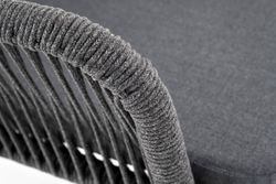 "Лион" стул плетеный из роупа, каркас алюминий серый (RAL7022) муар, роуп серый круглый, ткань серая 017