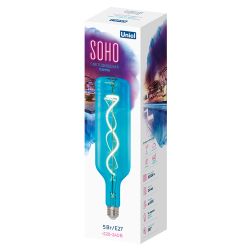 LED-SF21-5W-SOHO-E27-CW BLUE GLS77BL Лампа светодиодная SOHO. Синяя колба. Спиральный филамент. Картон. ТМ Uniel
