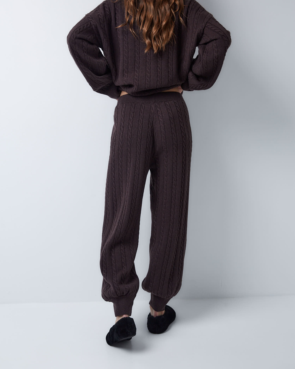 Брюки из смесового кашемира шоколадный