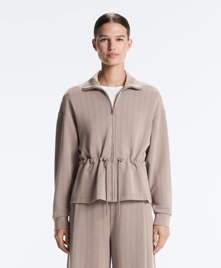 Oysho Мягкая куртка с регулируемой талией и высоким воротником, светло-серый