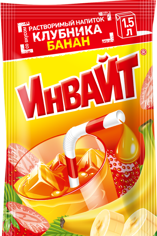 Растворимый напиток Invite клубника-банан 12гр 24шт*6бл