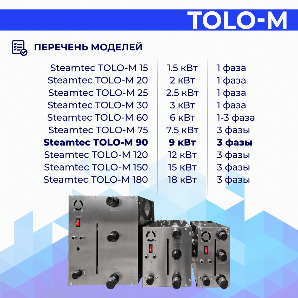 Парогенератор для хамама и турецкой бани Steamtec TOLO-М 90 (9 кВт)