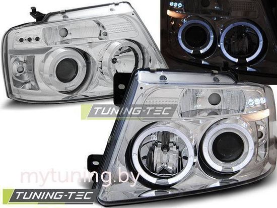 Передние фары Ford F150 angel eyes chrome