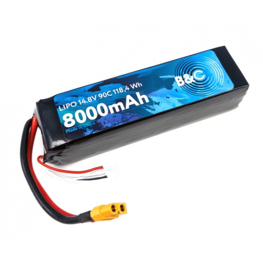 Аккумулятор LiPo B&C 8000 mAh 14.8V (4S) 90C XT60 Softcase B&C-8000-4S-90-S-XT60