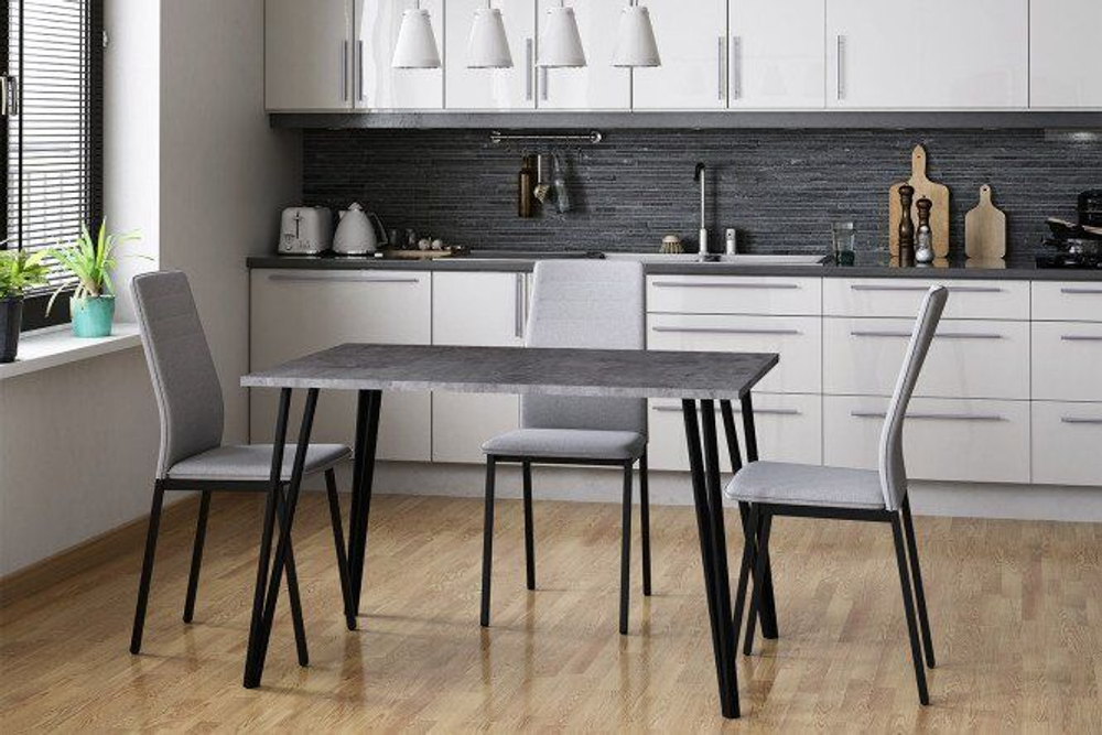 Стол кухонный обеденный Камень Тёмный/Чёрный, Сиена, 120х80х75,5 см