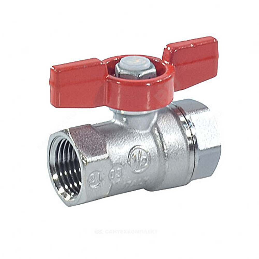 Кран шаровой латунь хром R251D Ду 20 Ру42 ВР бабочка красная Giacomini R251X004