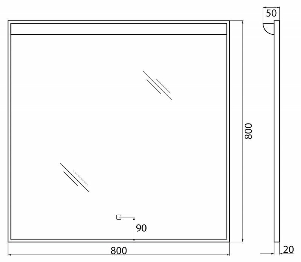 Зеркало BelBagno SPC 80 SPC-UNO-800-800-TCH с подсветкой с сенсорным выключателем