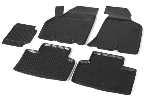 Коврики в салон автомобиля Rival для Lada Priora седан, хэтчбек, универсал 2007-2018, полиуретан, с крепежом, 5 частей, 16004001