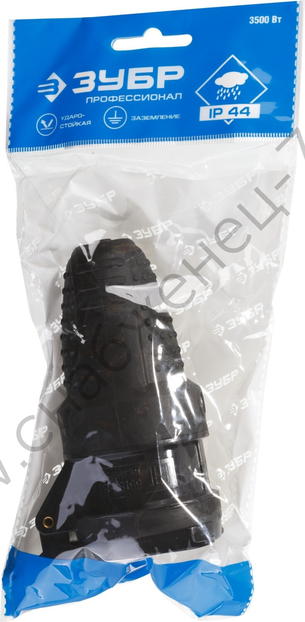 ЗУБР IP44 16A/220В Розетка обрезиненнаяПрофессионал (55187-B)