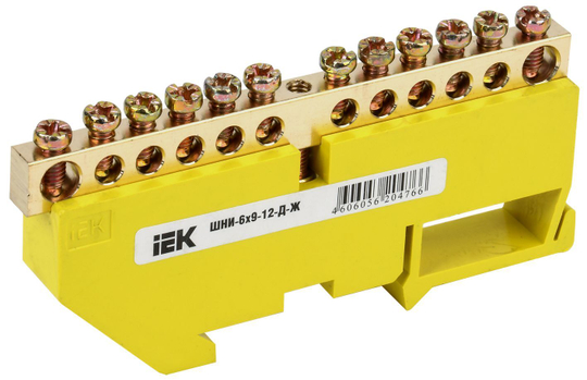 Шина PE "земля" на DIN-изол ШНИ-6х9-12-Д-Ж IEK