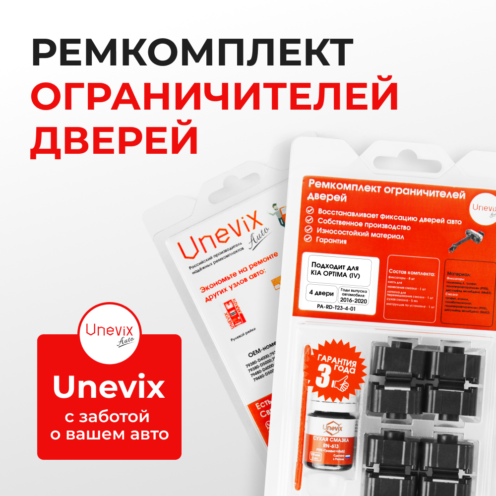 Ремкомплект ограничителей дверей KIA OPTIMA (IV) JF (4 двери, тип 23) 2016-2020