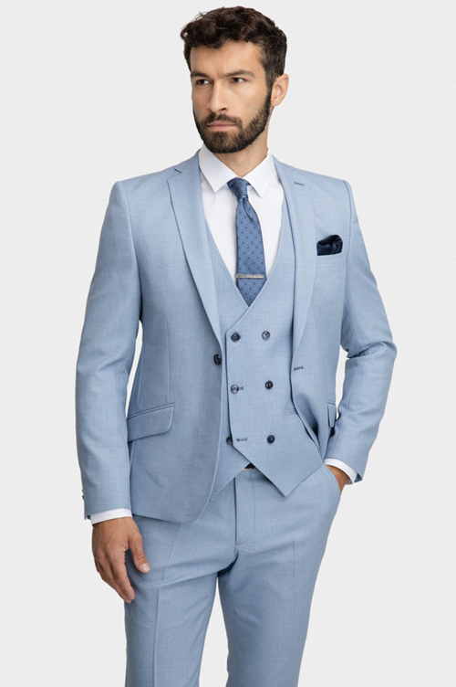 Мужской классический костюм (голубой) В56