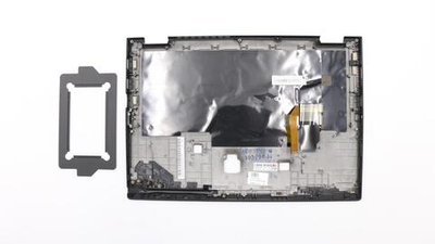 Верхняя панель с клавиатурой (топкейс) для ноутбука Lenovo X390 раскладка - русская, с подсветкой, черная, с отпечатком пальца (02HL532), оригинал