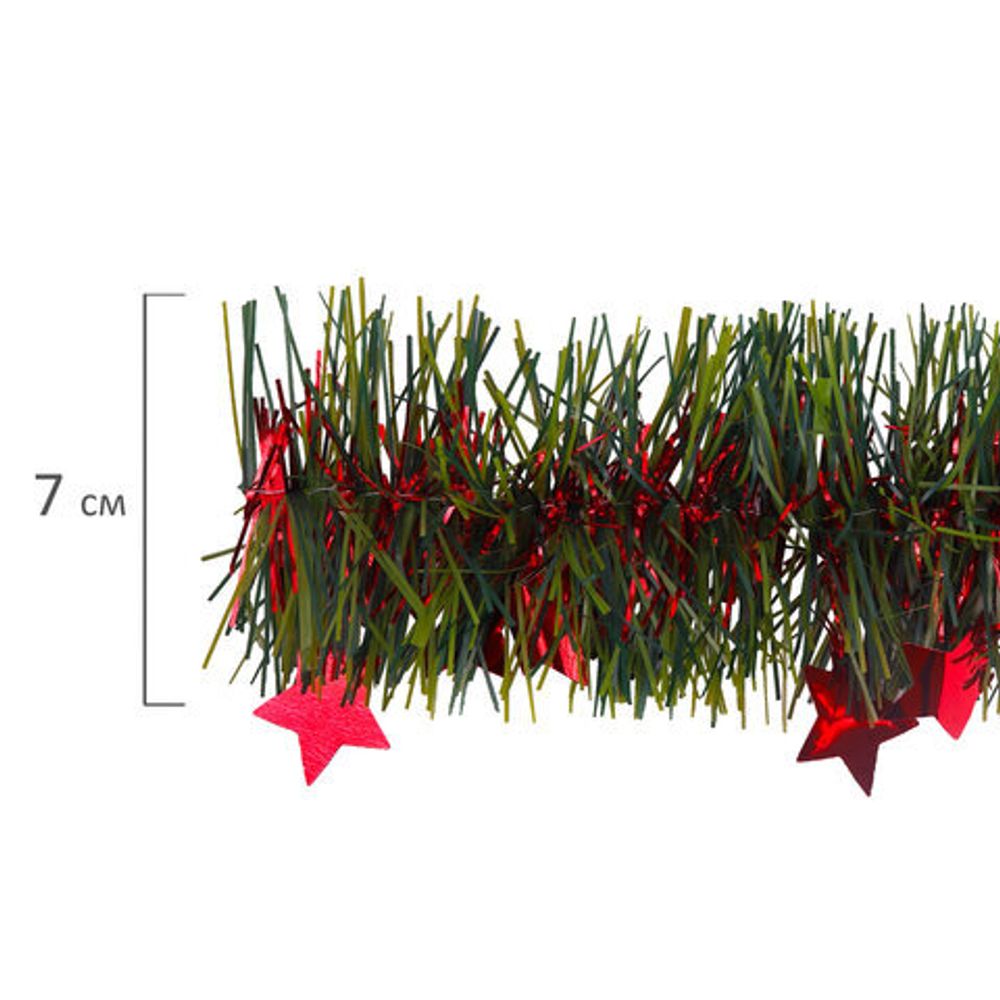 Мишура (1 штука) с декором, диаметр 70 мм, длина 2 м, матовая, ассорти 4 дизайна, ЗОЛОТАЯ СКАЗКА, 592424