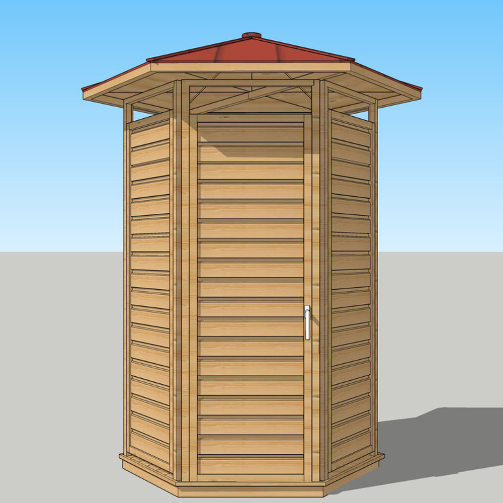 Уличная душевая кабина шестиугольная (с крышей) 250х150х150 см