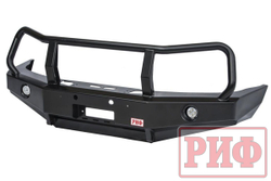 Бампер РИФ силовой передний УАЗ Патриот 2005+ с доп. фарами и защитной дугой (под парктроник)
