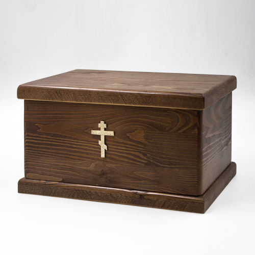 Урна для праха ясень "Завет" коричневая Крест