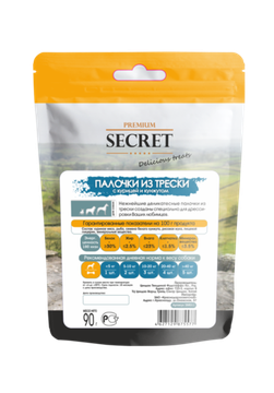 Секрет Лакомство для собак палочки из трески с курицей и кунжутом,  90г