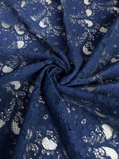 Гипюр стрейч синий темный, вискоза AMLG