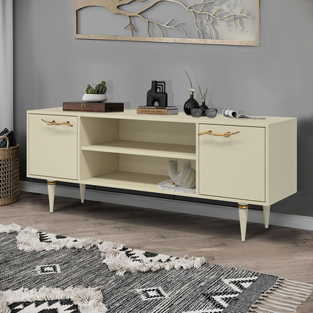 Тумба под ТВ Арт Колор matte 155см Классик Голд Серый шелк матовый