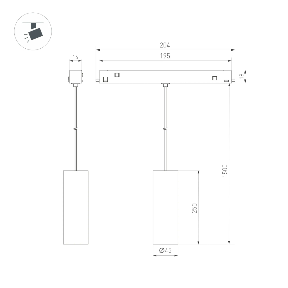 Светильник MAG-ORIENT-SPOT-HANG-R45-12W Warm3000 (BK, 24 deg, 48V) (Arlight, IP20 Металл, 5 лет) 035713