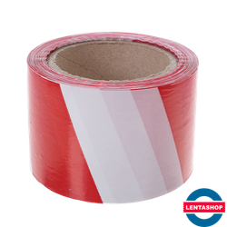 Лента оградительная бело-красная ЭКОНОМ 75 мм х 100 м